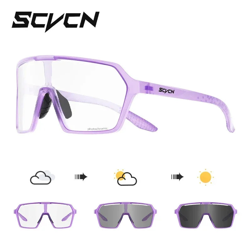 SCVCN Color Photochromic Cycling Glasses UV400 Sunglasses for Men Women Driving Glasses MTB Road Bike Sport Eyewear Running