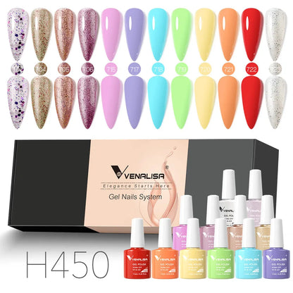 Venalisa Nail Gel Polish Kit Christmas Gift Winter Color Collection Semi Permanent New Learner Nude Pink Nail Varnish Set