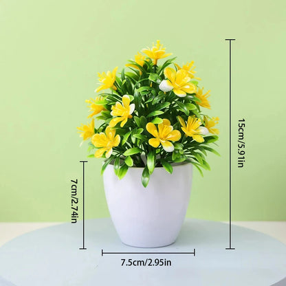 1pc Artificial Flowers Five Leaf Plum Small Potted Plants Can Be Placed Indoors And Outdoors Suitable For Home Decoration