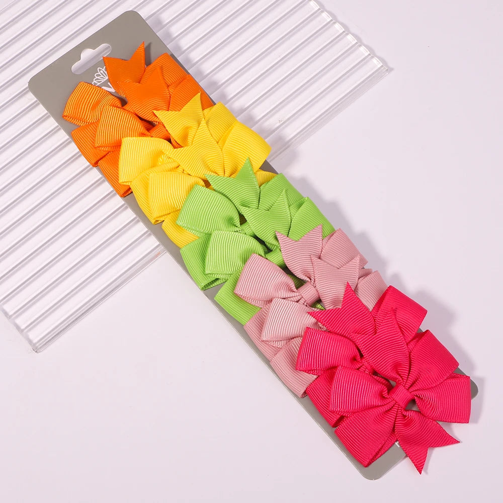 10pcs/set Solid Colors Grosgrain Ribbon Bows Clips Hairpin Girl's hair bows Boutique Hair Clip Headware Kids Hair Accessories