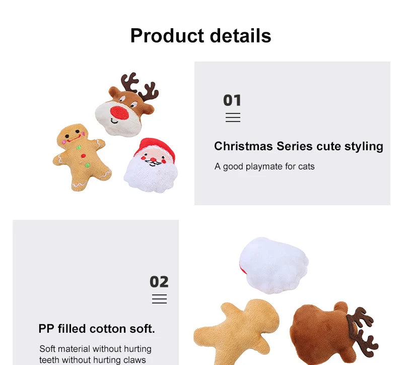 Pet Dog Plush Noise Chewing Toy Santa Elk Gingerbread Man Donut Cat Dog Christmas Series Cartoon Cute Puzzle Supplies