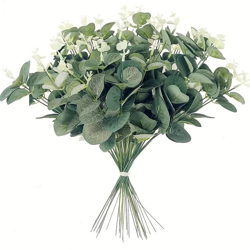 5/10/20Pcs Of Eucalyptus Leaf Stems Green Artificial Plants For Living Room Decoration Bride Wedding Vases Flowers Bouquet Decor