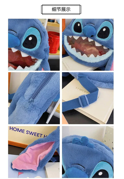 HOT Stitch See-through Bag Plush Doll Backpack Girls Large Capacity Cute Funny Backpack Anime Kawaii Cartoon School Bag Mochila