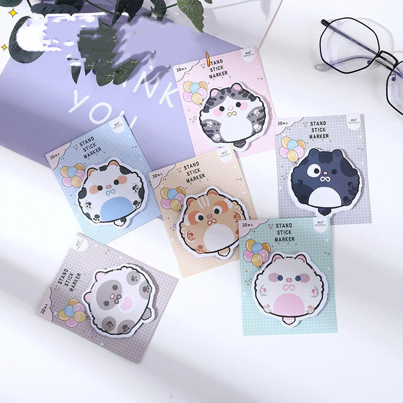 1 Piece Lytwtw's Adhesive Cute Cartoon Cat Notes Notepad Memo Pad Office School Supplies Stationery Sticker