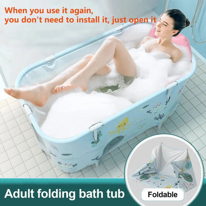 Portable Folding Bathtub for Adult Children Swimming Pool Large Plastic Bathtub Bath Bucket Insulation Bathing Bath Tub