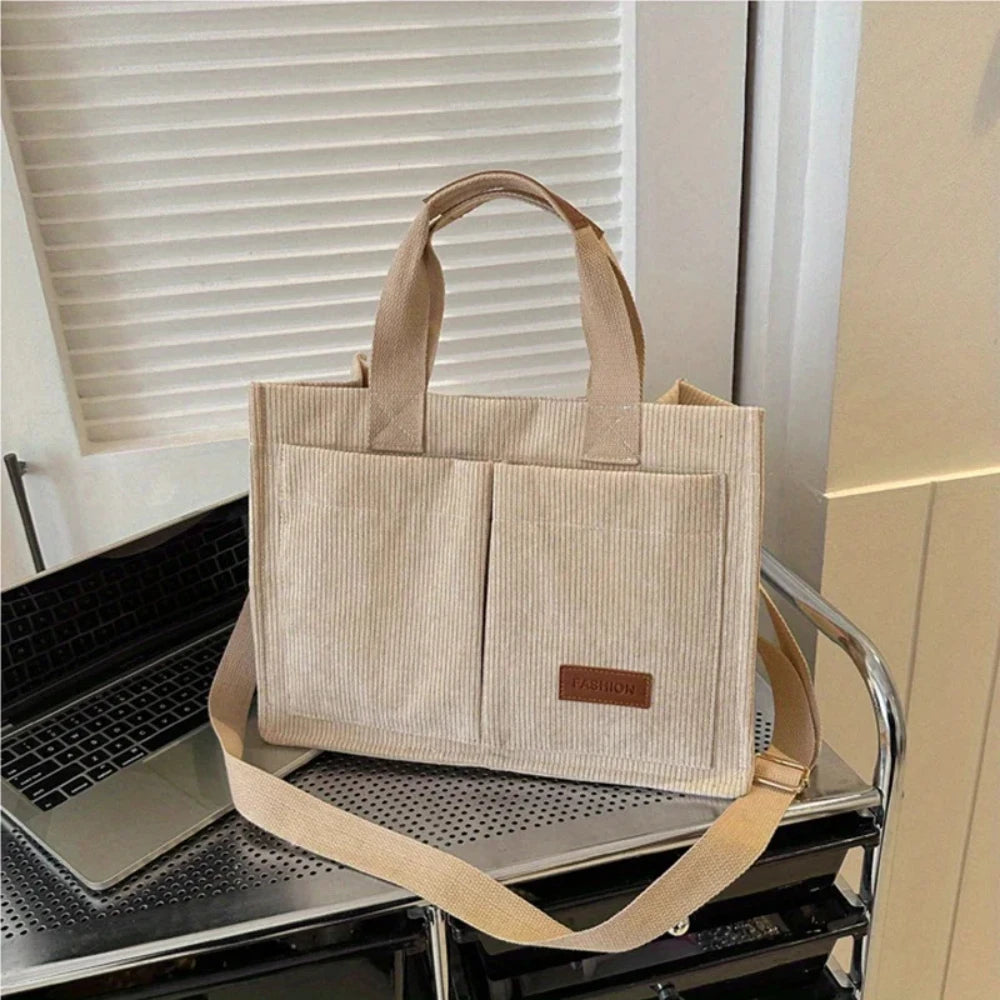 1Pc Women's Corduroy Tote Bag Large Capcity Handbags for Women Commuting Women's Bag Messenger Shoulder Bag Female Handbag