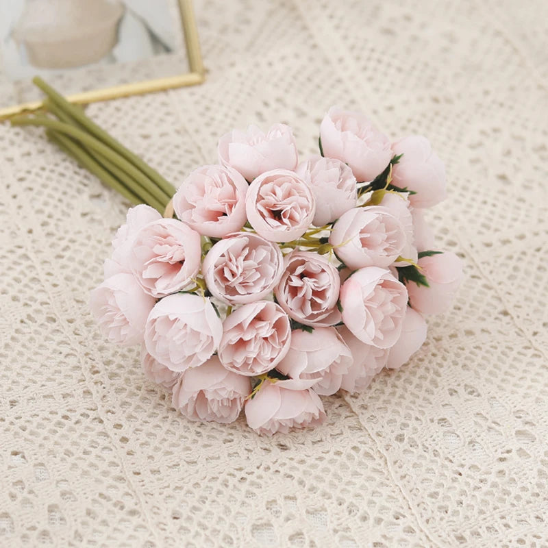 Tenvity 27 Heads Rose Peony Artificial Flowers Bridal Bouquet Home Party Table DIY Decor Fake Flowers Wedding Decoration Flowers