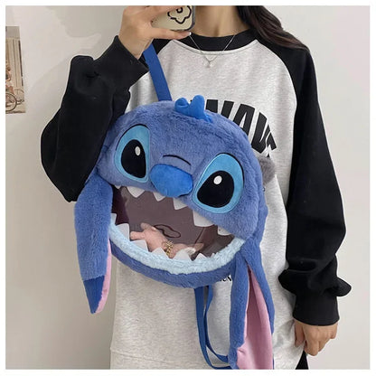 HOT Stitch See-through Bag Plush Doll Backpack Girls Large Capacity Cute Funny Backpack Anime Kawaii Cartoon School Bag Mochila