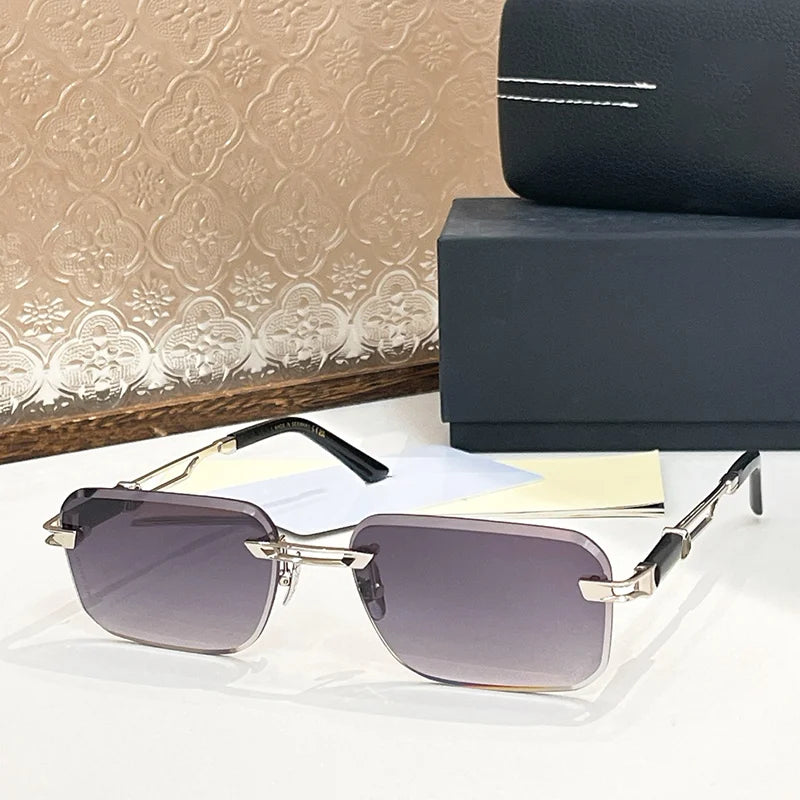 Z118 Men's Black Gold Diamond Cut Boundless Sunglasses Original High Street Top Quality Rimless Alloy Solar Glasses for Male