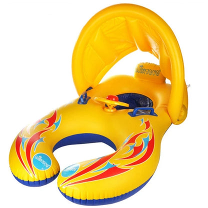 Infant Baby Float Swimming Seat Circle Inflatable Pool Swimming Ring Baby Water Seat with Sunshade Summer Beach Party Toys