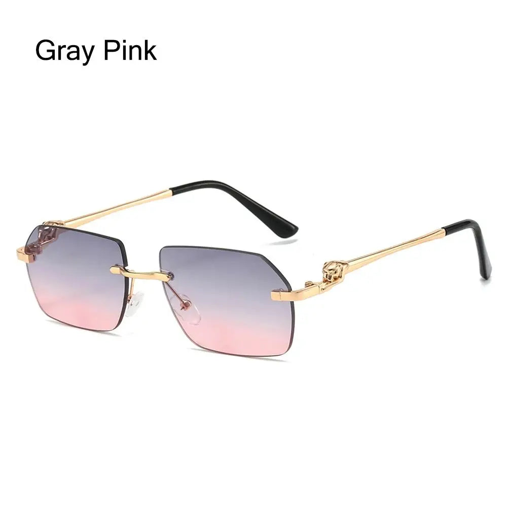 Trendy Rimless Sunglasses for Men Women Fashion Frameless Rectangle Sun Glasses Retro Shades Summer Traveling Eyewear UV400