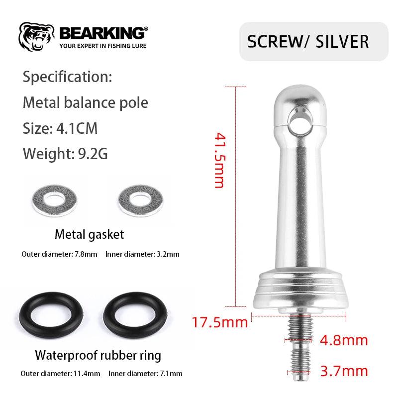 BEARKING Universal Fishing Wheel Balance Rod Anti Collision Insertion Screw in Equipped with Gasket Waterproof Rubber Ring