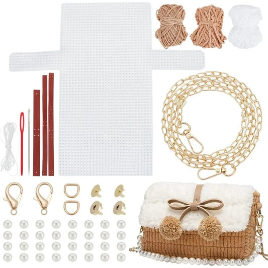 DIY Knitting Crochet Handbags Kit, Mesh Plastic Canvas Kit for Shoulder Bags DIY Knitting Crochet Crossbag Materials