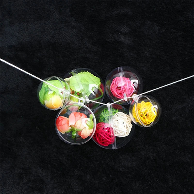 4-10cm Transparent Open Plastic Christmas Tree Pendant Home Decoration Ball Clear Bauble Ornament Gift Present Box Decoration