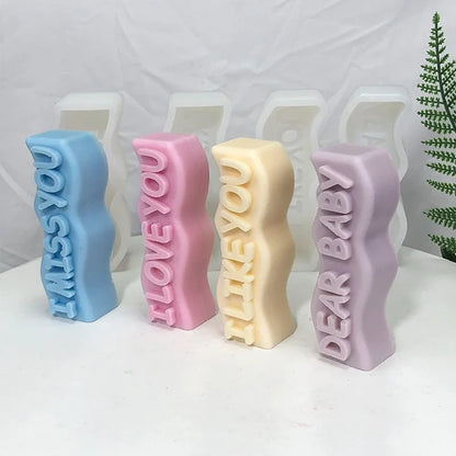 Valentine's Day Silicone Candle Mold 3D Wave Letter Handmade DIY Craft Mould Resin Epoxy Form for Candles Soap New 2024