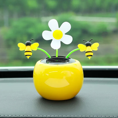 Solar Powered Automatic Swinging Sunflower Dancing Animated Flower Toy Car Interior Decorations Styling Home Decoration