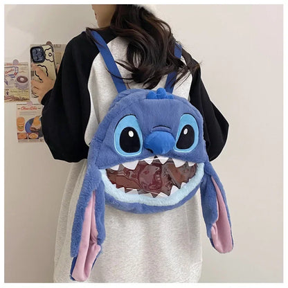 HOT Stitch See-through Bag Plush Doll Backpack Girls Large Capacity Cute Funny Backpack Anime Kawaii Cartoon School Bag Mochila