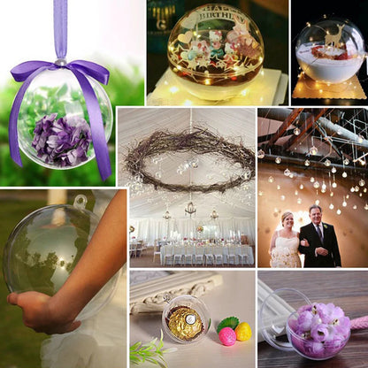 4-10cm Transparent Open Plastic Christmas Tree Pendant Home Decoration Ball Clear Bauble Ornament Gift Present Box Decoration