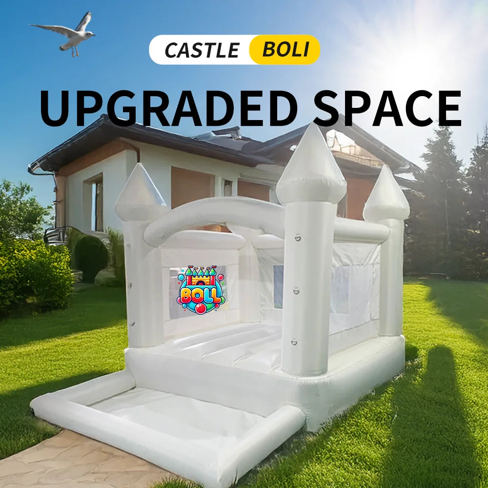 White Bounce House 5.6*3.3*3M Jumping Castle For Kids Bouncy House Withe For Children Outdoor Toys With Blower Slide