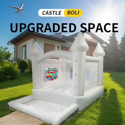 White Bounce House 5.6*3.3*3M Jumping Castle For Kids Bouncy House Withe For Children Outdoor Toys With Blower Slide