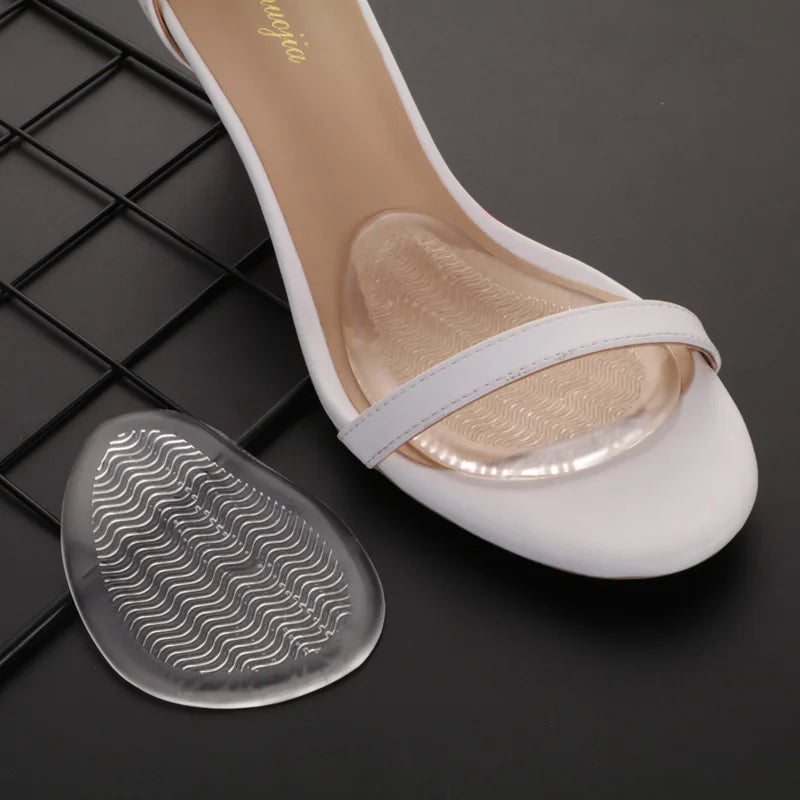 1Pair Insoles Ladies High Heel Shoe Insole Female Half Pad Reduces Friction Pain Silicone Forefoot Pad Anti-skid Foot Care Pads