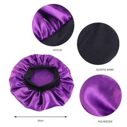 New Satin Sleeping Cap for Women Wide Elastic Band Shower Caps for Natural Long Curly Hair Bathroom Accessories