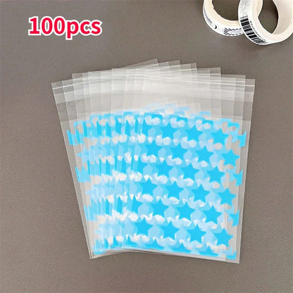 100/50pcs Transparent PE Star Jewelry Self-adhesive Bag Candy Card Holder Photo Animation Peripheral Storage Gift Bag Wholesale