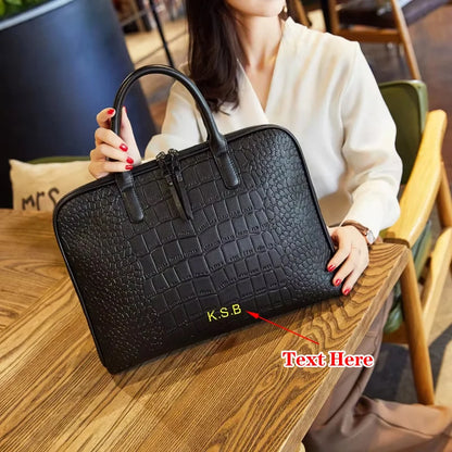 Customized Letters Business Briefcase Handbag Suitable For 13/14/15 Inch Laptop Bag Insurance Document Shoulder Diagonal Bag