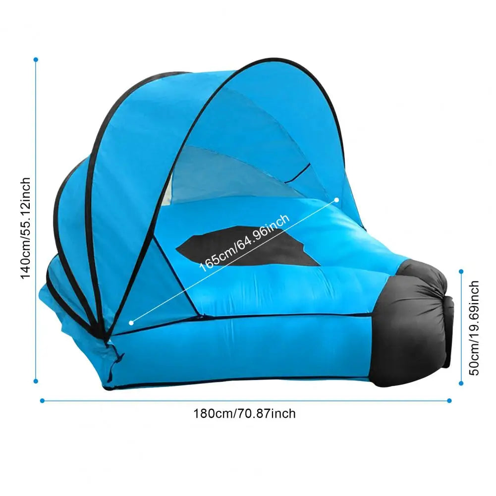 Inflatable Sofa with Canopy, Canopy Island Inflatable Lawn Bed, Camping Island with Sunshade, Inflatable Lazy Bed with Canopy