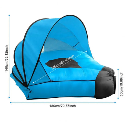 Inflatable Sofa with Canopy, Canopy Island Inflatable Lawn Bed, Camping Island with Sunshade, Inflatable Lazy Bed with Canopy