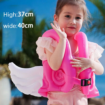 Children's Assisted Inflatable Swimming Vest Baby Life Jacket Water Sports Swimsuit Swimming Pool Accessories  Angel Wings