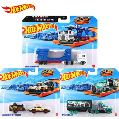 Original Hot Wheels Premium Car Track Fleet Boys Toy 1/64 Diecast Trans Formers Ultra Magnus Porsche 911 Speed Hauler Nitro Rail