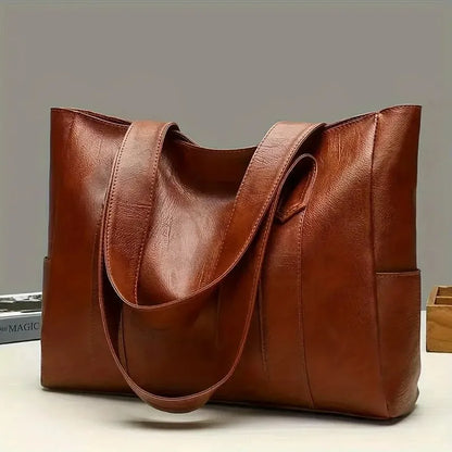 new 2024 Vintage Large Capacity Tote Bag, Retro Vegan Shoulder Bag, Women's Casual Handbag For Commute