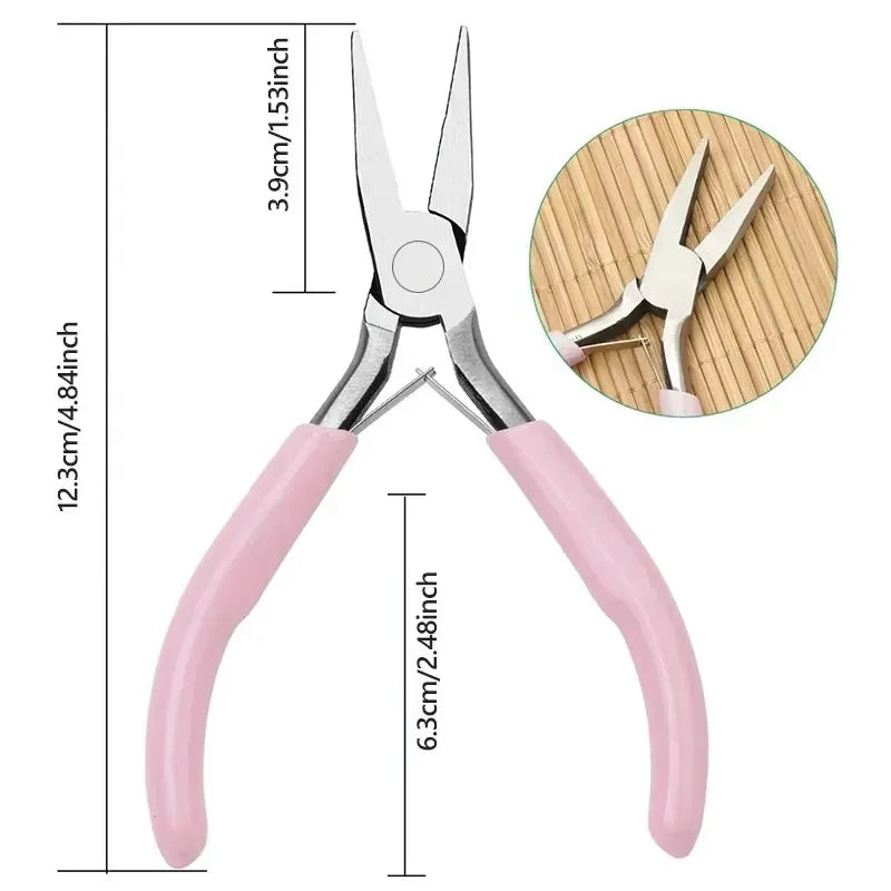 Mini DIY Jewelry Pliers 5" Handcraft with Needle Nose/Round Nose /Long Nose/Bent Nose /Zipper Pliers Linesman For Beading Toolss