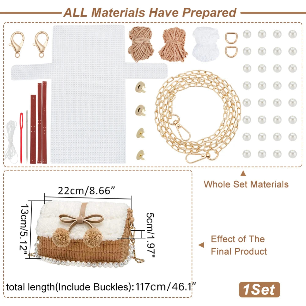 DIY Knitting Crochet Handbags Kit, Mesh Plastic Canvas Kit for Shoulder Bags DIY Knitting Crochet Crossbag Materials