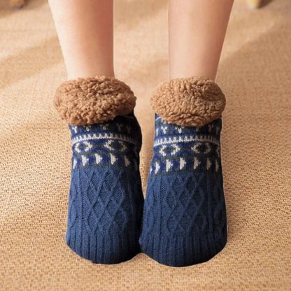 Warm Slipper Socks Women Winter Floor Socks Super Soft Lined with Grippers Socks Non-slip Knitted Adult Plus Fleece Carpet Sox