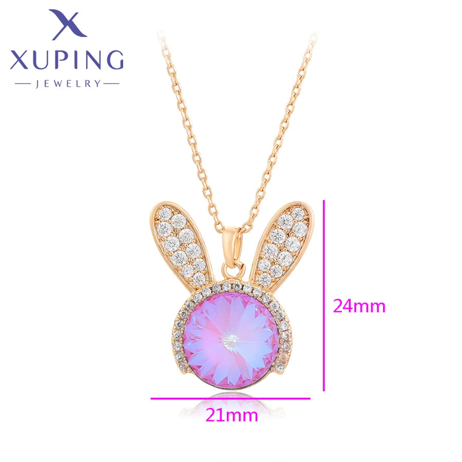 Xuping Jewelry Fashion Copper Alloy Rabit Animal Crystals Pendant Necklaces for Women Brithday Gift X000672375