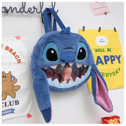 HOT Stitch See-through Bag Plush Doll Backpack Girls Large Capacity Cute Funny Backpack Anime Kawaii Cartoon School Bag Mochila