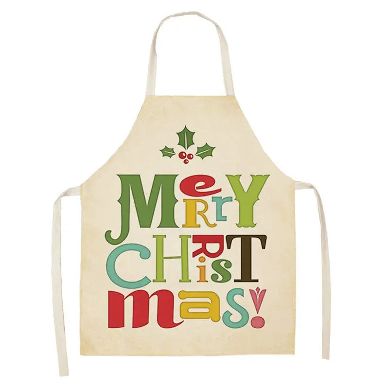 1Pcs Merry Christmas Apron for Woman Pinafore Cotton Linen Aprons 55x68cm Adult Bibs Kitchen Baking Cooking Accessories