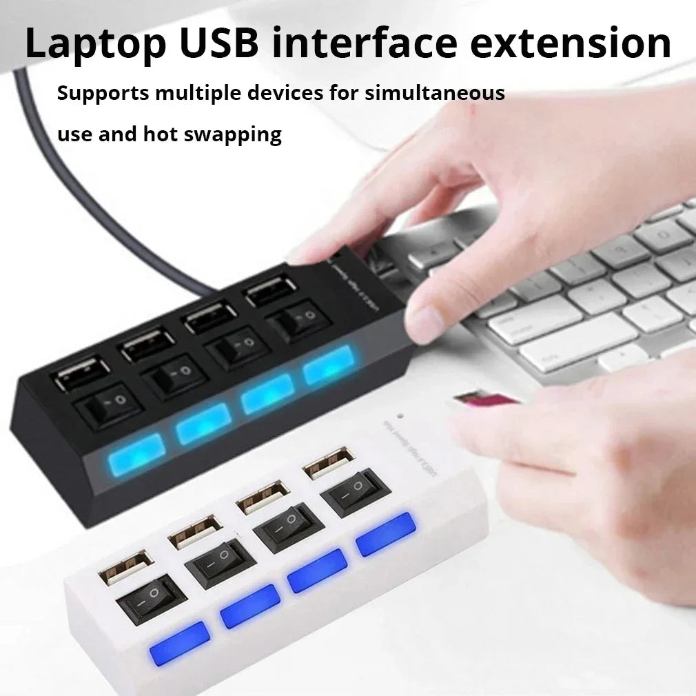 4-Port Usb 2.0 Hub One Drag Four Splitter Hub Plug And Play Mini Small Socket Hub /Usb 4-Port Splitter