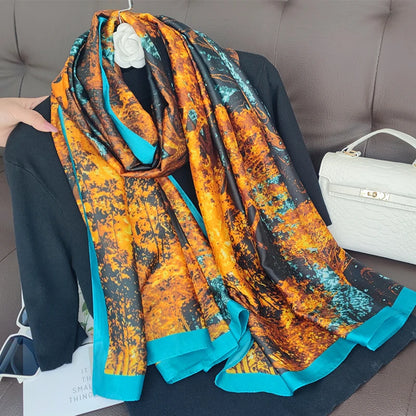 180*90cm Luxury Brand Women Summer Silk Scarves Shawls Lady Wraps Soft Female Geometry Beach Stole Bandanna Foulard Muffler