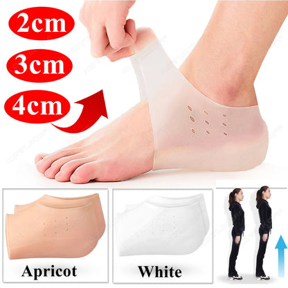 Invisible Height Increase Silicone Socks Silicone Elastic Heel Pad Foot Protection Damping Heel Cushion Hidden Insole Unisex