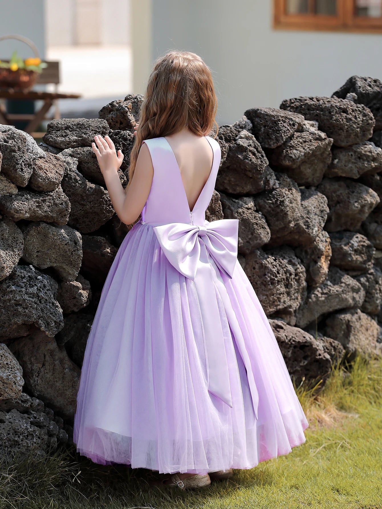 Premium Quality Casual Formal Dresses for Girls Backless Tulle Party Wedding Kids Fancy Clothing Beautiful Girl Princess Dress