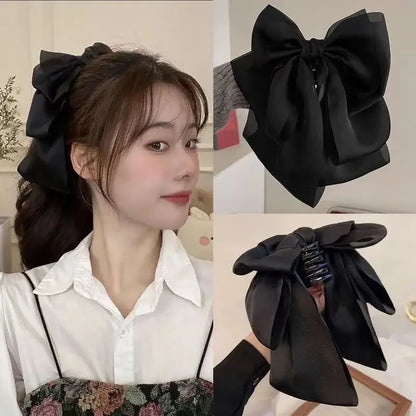 New Korean  Big Size Bow Hair Clip Claw Clamp Women  High Ponytail  Barrettes Headwear Girls Women Hair Accessories