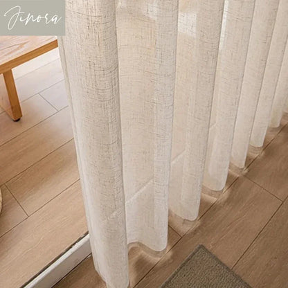 Cotton and Linen Texture Translucent Curtains for Bedroom Living Room with UV Protection Sheer Curtain Solid Color Yarn Custom