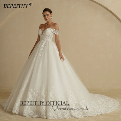 BEPEITHY Customized Princess Sweetheart Wedding Dress For Women Ivory Glitter Sleeveless 2025 Vintage Bride Bridal Ball Gown