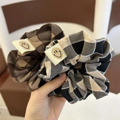 korea fashion plaid scrunchies for women elastic hair rubber bands elegance hair tie big hair rope  hairbands hair accessories