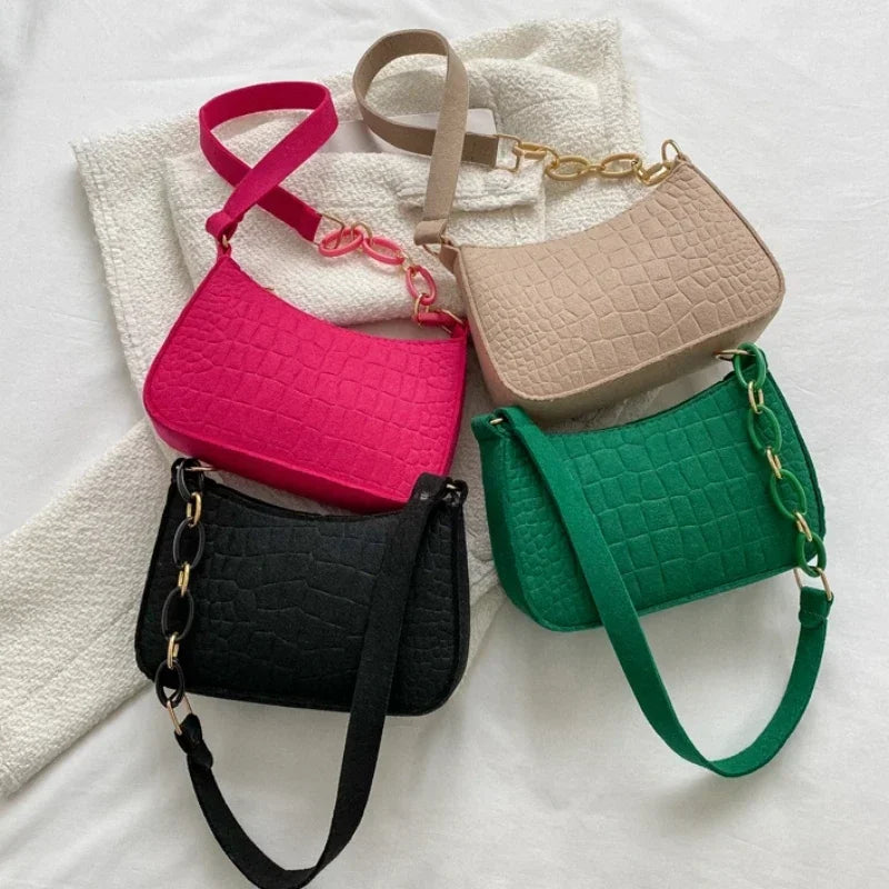 2024 New Fashion Retro Handbags Solid Color PU Leather Shoulder Underarm Bag Casual Women Hobos Handbags