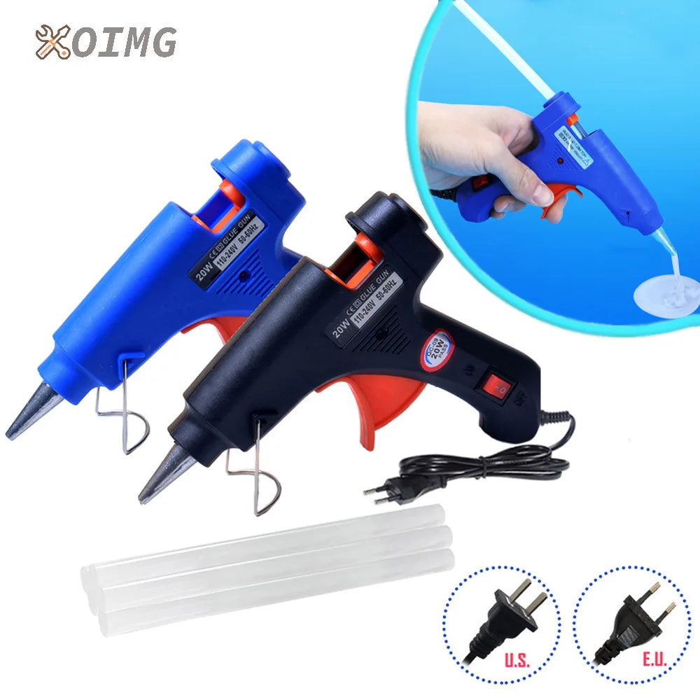 OIMG 20W Hot Melt Glue Gun Mini Household Industrial Guns Heat Temperature Thermo Electric Repair Tool Use 7mm Glue Sticks