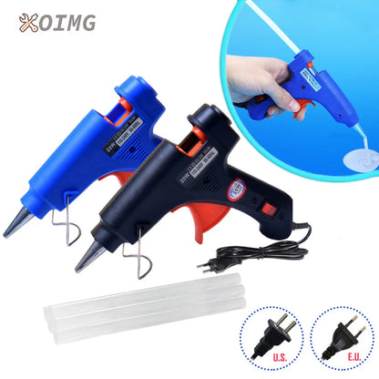 OIMG 20W Hot Melt Glue Gun Mini Household Industrial Guns Heat Temperature Thermo Electric Repair Tool Use 7mm Glue Sticks